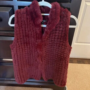 Burgundy faux fur vest - aqua (Bloomingdale’s)